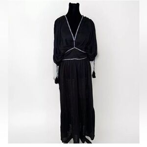 Inner Beauty Maxi Dress L Black Boho Beach Cover Up Cruise Resort Vacation Boho